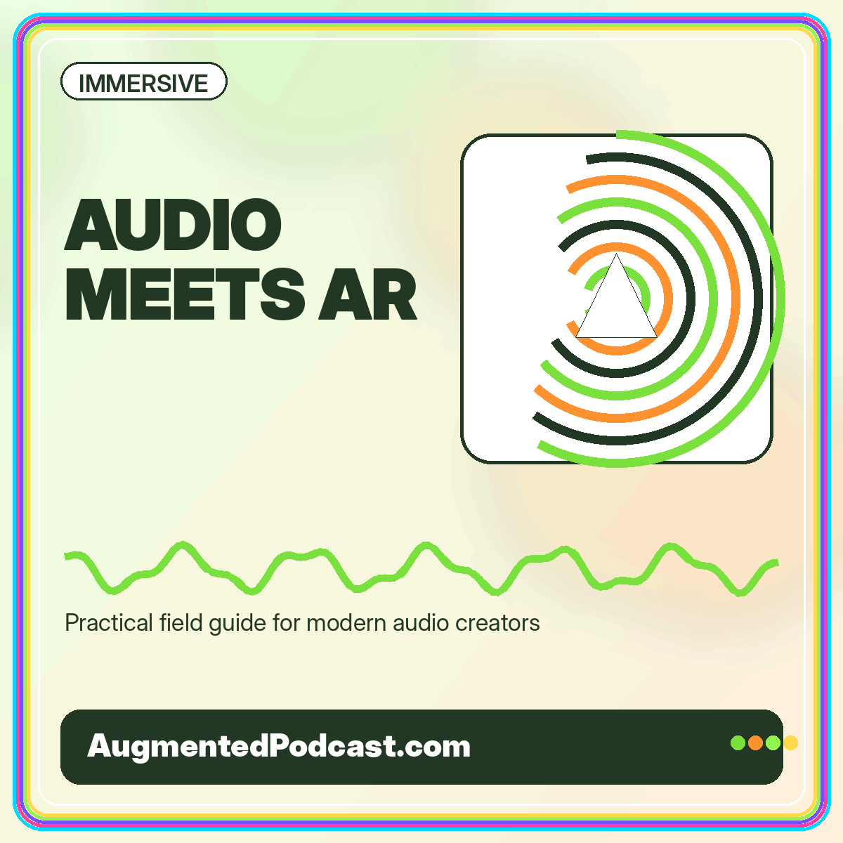 Audio Meets AR typography card with an abstract augmented reality portal