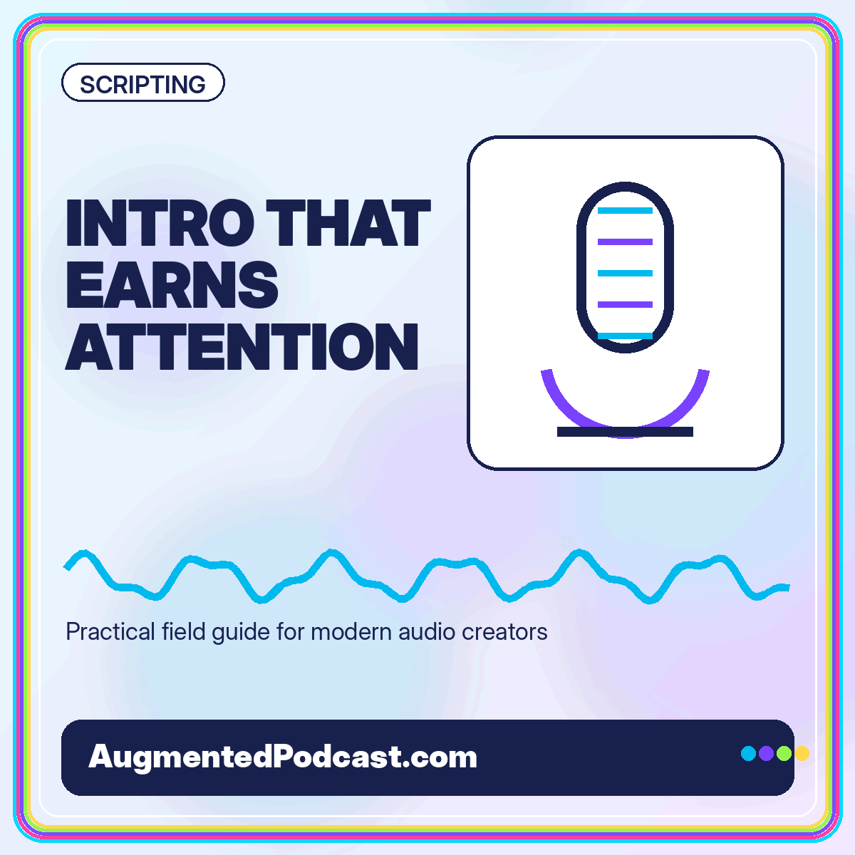 Intro That Earns Attention typography card with a studio microphone