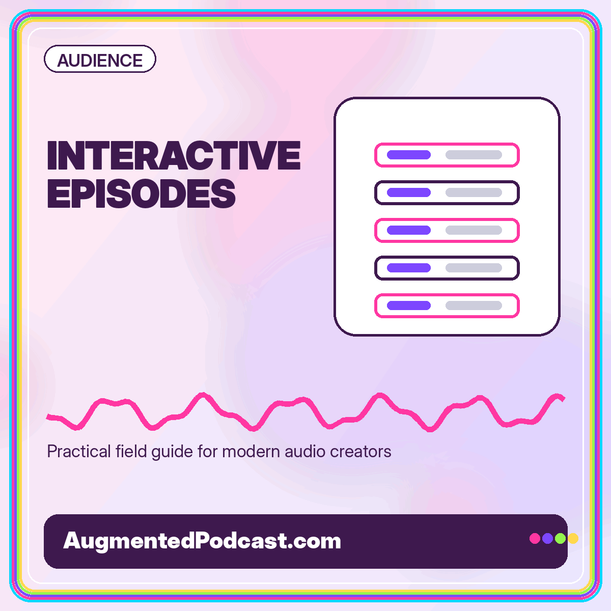 Interactive Episodes typography card with a stack of chapter controls
